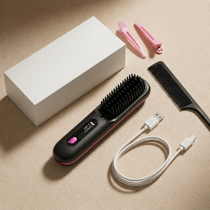 Spazzola Riscaldata per Capelli Lisci con Tecnologia Ionica | Styling Veloce e Anti-Crespo per Capelli Lucenti 4
