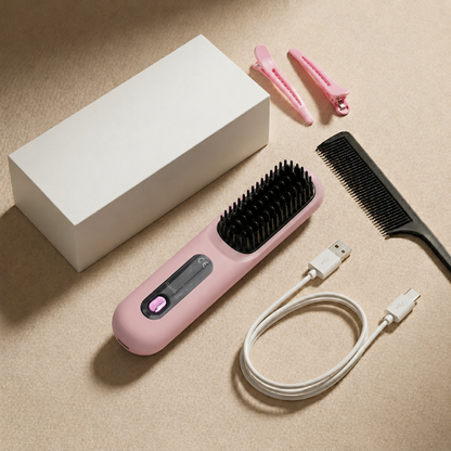 Spazzola Riscaldata per Capelli Lisci con Tecnologia Ionica | Styling Veloce e Anti-Crespo per Capelli Lucenti 5