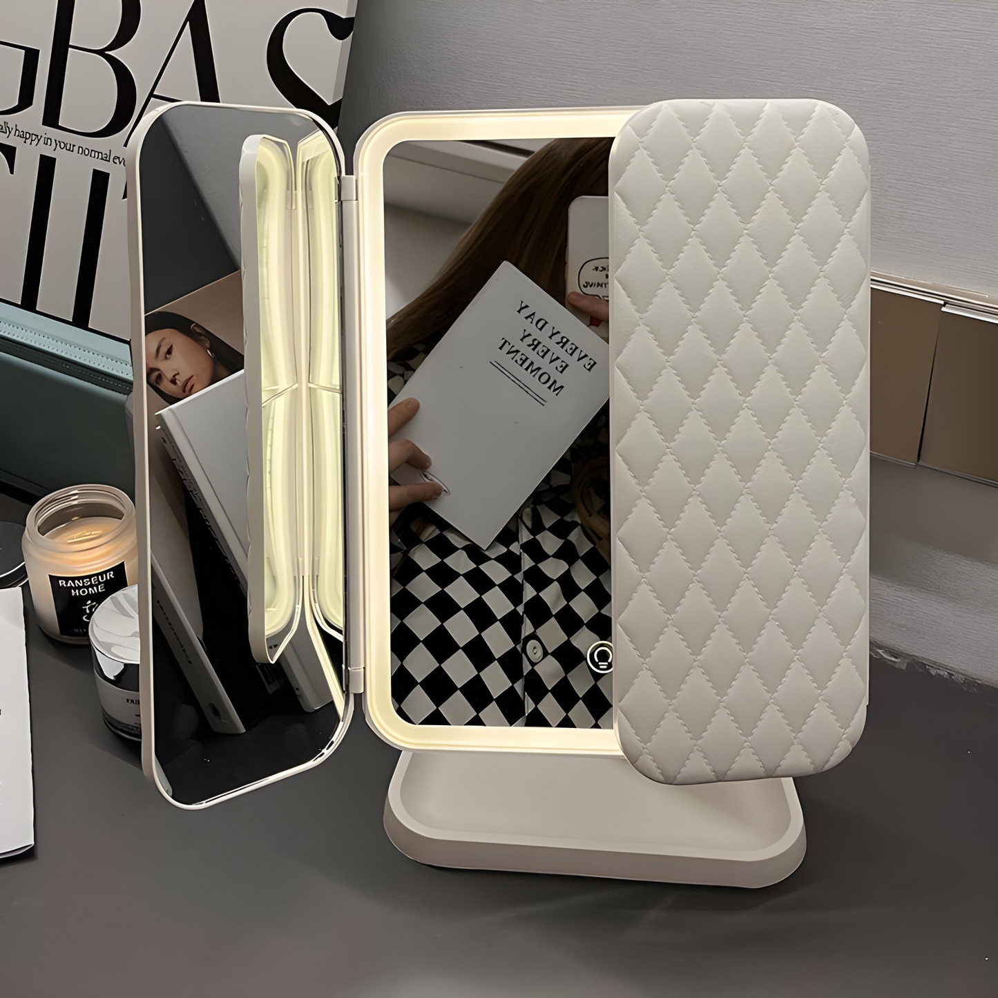 Makeup Mirror with LED Lights and 2x/3x Magnification | Elegant Design for Precise Application