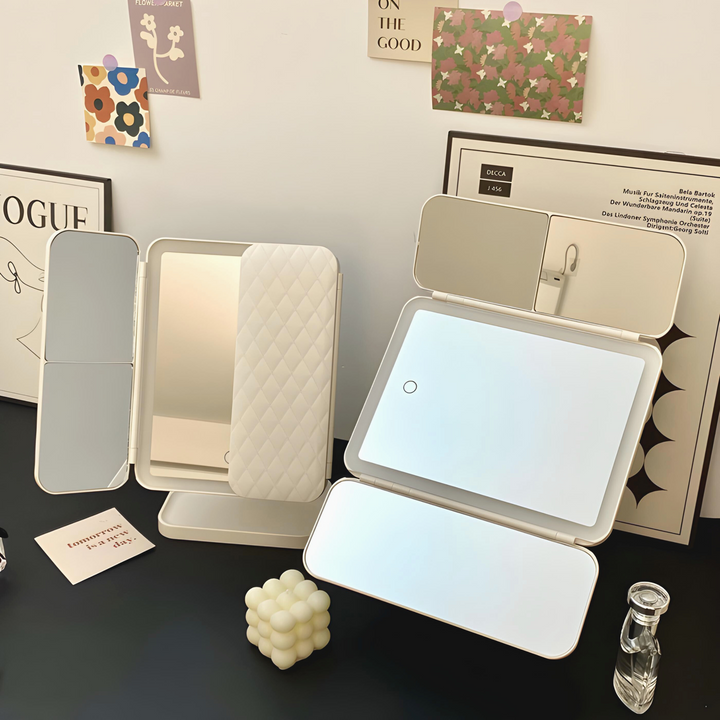Makeup Mirror with LED Lights and 2x/3x Magnification | Elegant Design for Precise Application