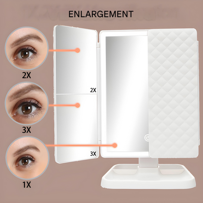 Makeup Mirror with LED Lights and 2x/3x Magnification | Elegant Design for Precise Application