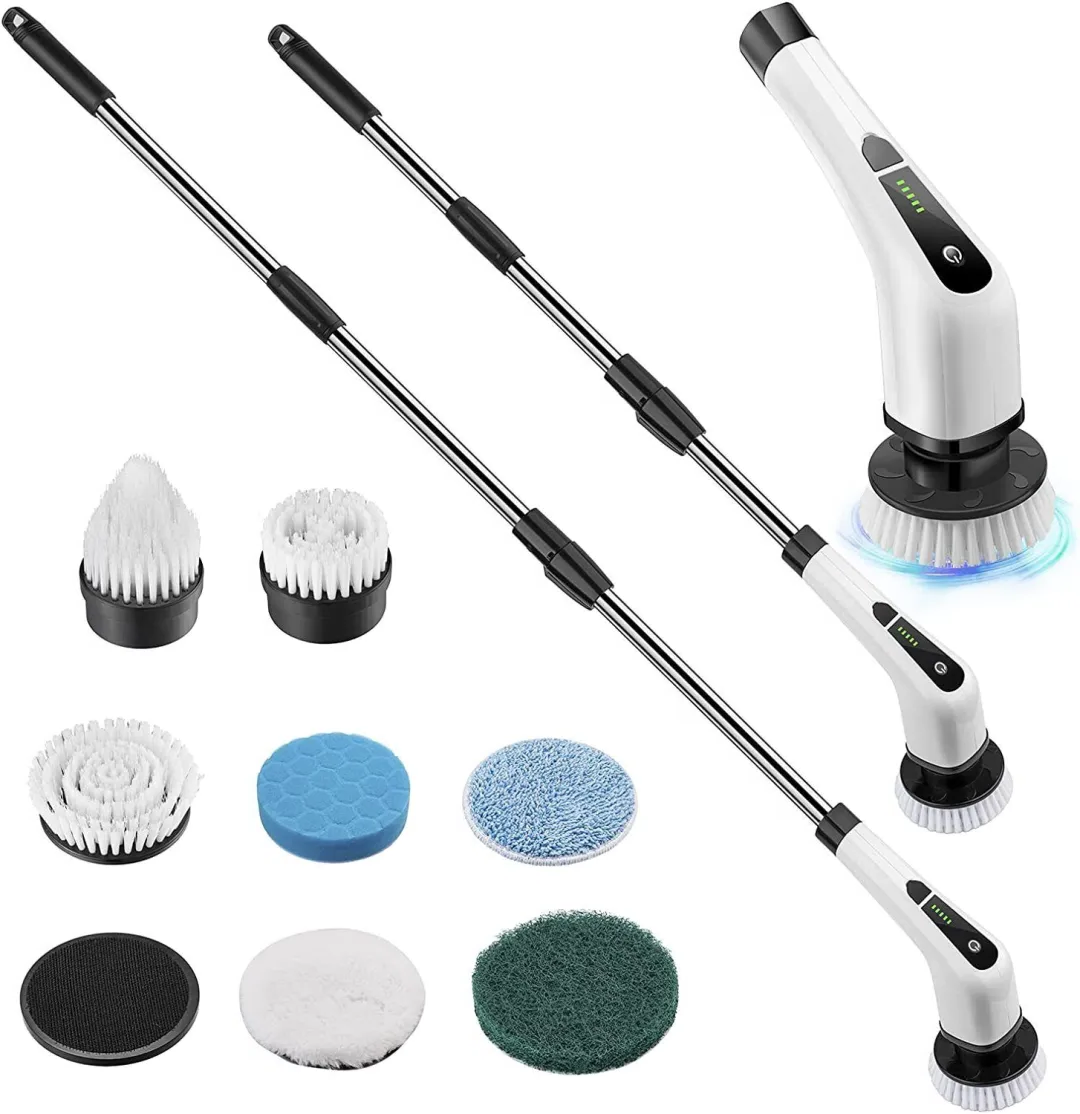 Spin Power Scrubber | Electric Brush with 7 Rotating Heads | Ergonomic Design for Easy and Fast Cleaning