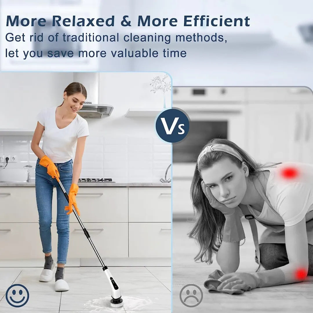 Spin Power Scrubber | Electric Brush with 7 Rotating Heads | Ergonomic Design for Easy and Fast Cleaning