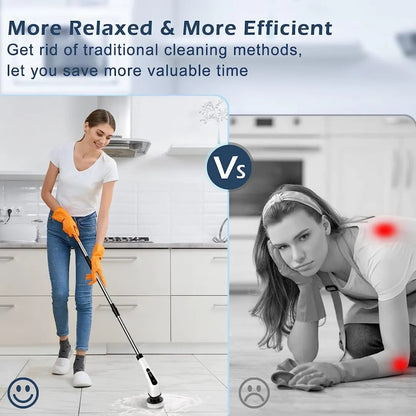 Spin Power Scrubber | Electric Brush with 7 Rotating Heads | Ergonomic Design for Easy and Fast Cleaning