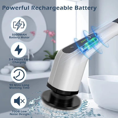 Spin Power Scrubber | Electric Brush with 7 Rotating Heads | Ergonomic Design for Easy and Fast Cleaning