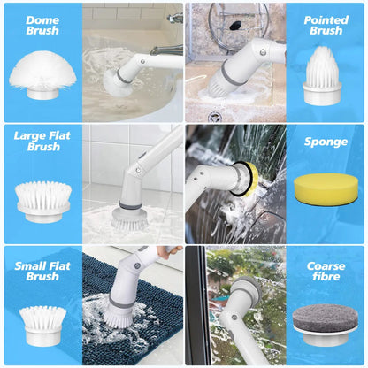Spin Power Scrubber | Electric Brush with 7 Rotating Heads | Ergonomic Design for Easy and Fast Cleaning