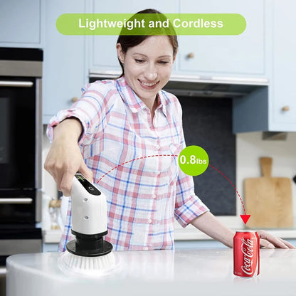 Spin Power Scrubber | Electric Brush with 7 Rotating Heads | Ergonomic Design for Easy and Fast Cleaning