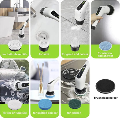 Spin Power Scrubber | Electric Brush with 7 Rotating Heads | Ergonomic Design for Easy and Fast Cleaning