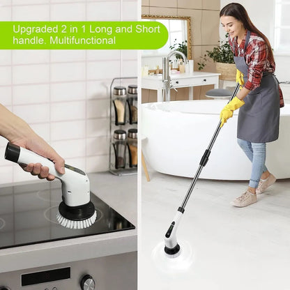 Spin Power Scrubber | Electric Brush with 7 Rotating Heads | Ergonomic Design for Easy and Fast Cleaning