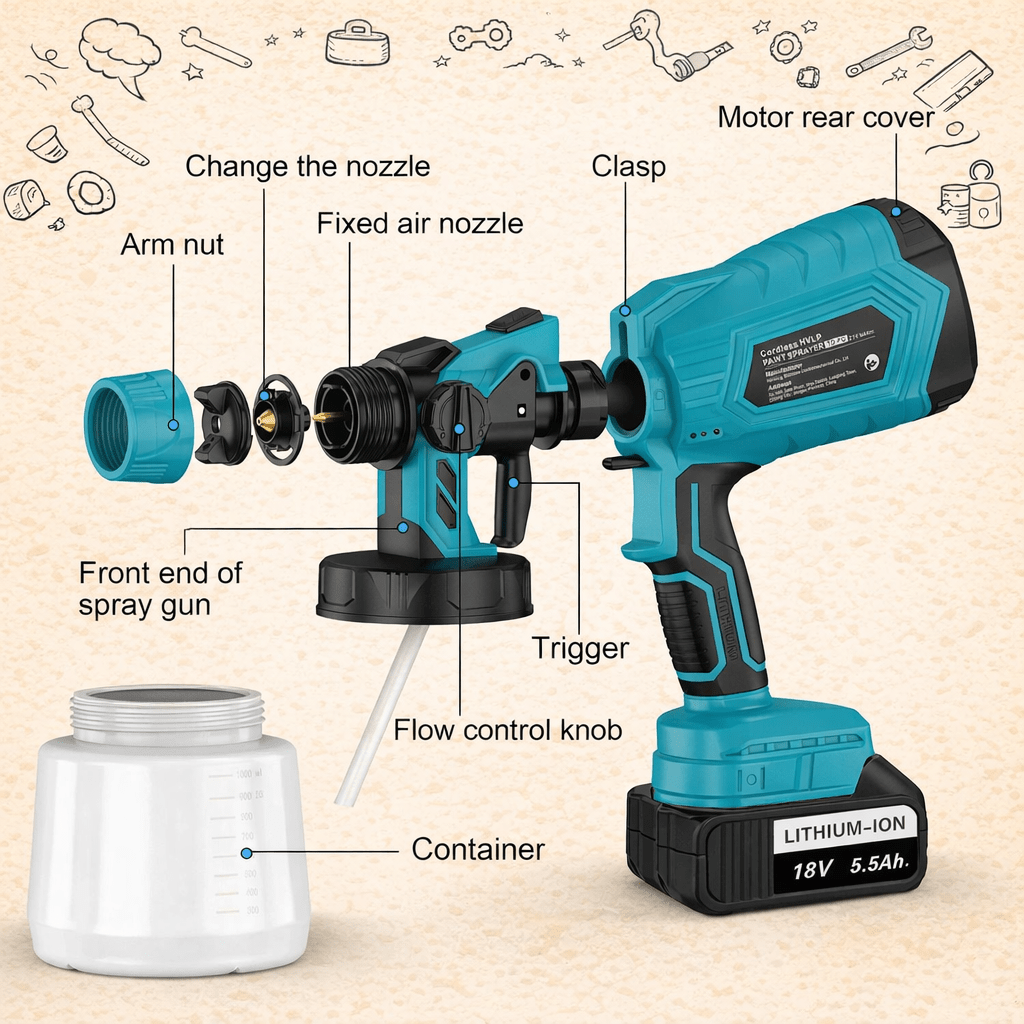 Cordless Paint Sprayer with Even Finish | Efficiency and Freedom of Movement for Painting Projects