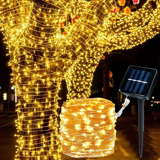 Stringa di Luci Solari da Giardino | Luci LED Impermeabili per Decorazioni Festive e Atmosfera Magica