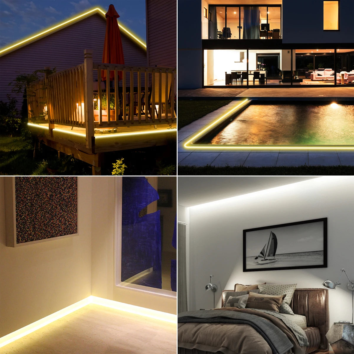 Striscia LED 220V COB Impermeabile con Alta Luminosità per Illuminazione Flessibile Interna ed Esterna 4
