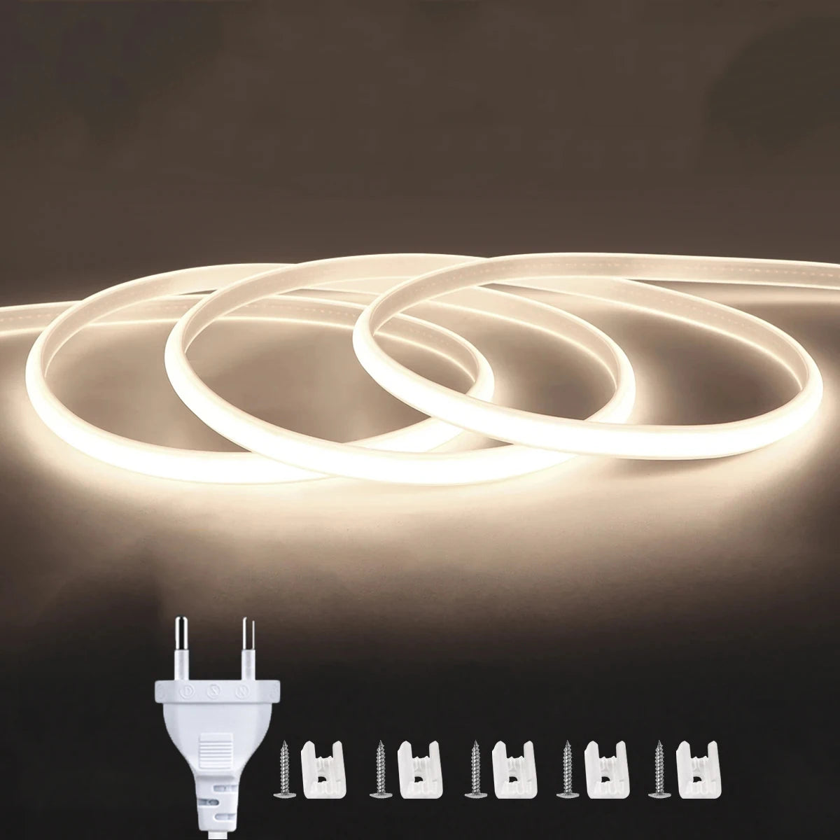 Striscia LED 220V COB Impermeabile con Alta Luminosità per Illuminazione Flessibile Interna ed Esterna 6