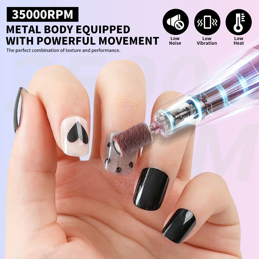 Strumento per Manicure Elettrico | Trapano per Unghie Professionale con 35000 Giri/min | Portatile e Ricaricabile per Manicure Impeccabili 3