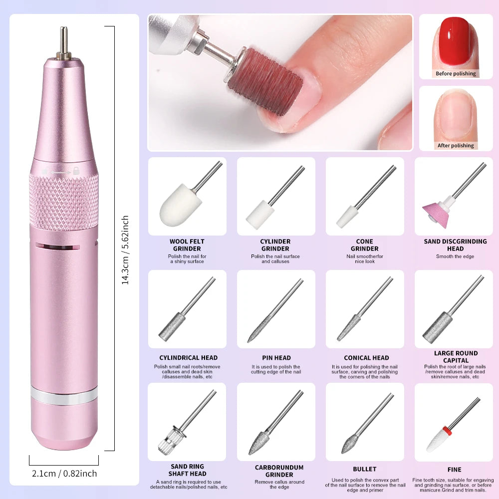 Strumento per Manicure Elettrico | Trapano per Unghie Professionale con 35000 Giri/min | Portatile e Ricaricabile per Manicure Impeccabili 4