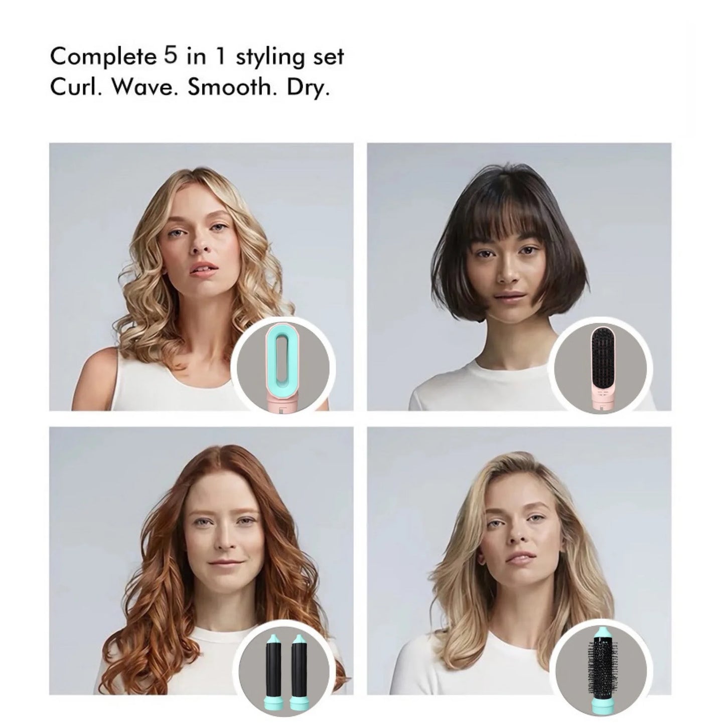 Styler MultiFunzione 5 in 1 | Asciugacapelli con Spazzola ad Aria Calda e Cilindro Arricciacapelli | Strumento Versatile per Styling Capelli Perfetti 1