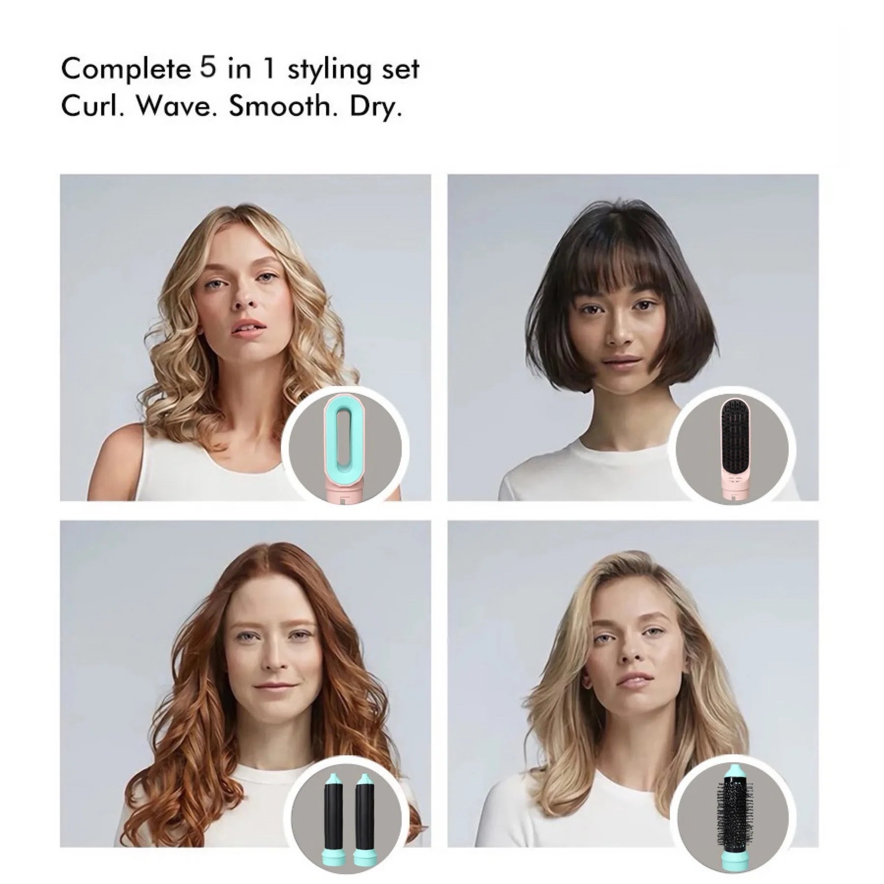 Styler MultiFunzione 5 in 1 | Asciugacapelli con Spazzola ad Aria Calda e Cilindro Arricciacapelli | Strumento Versatile per Styling Capelli Perfetti 1