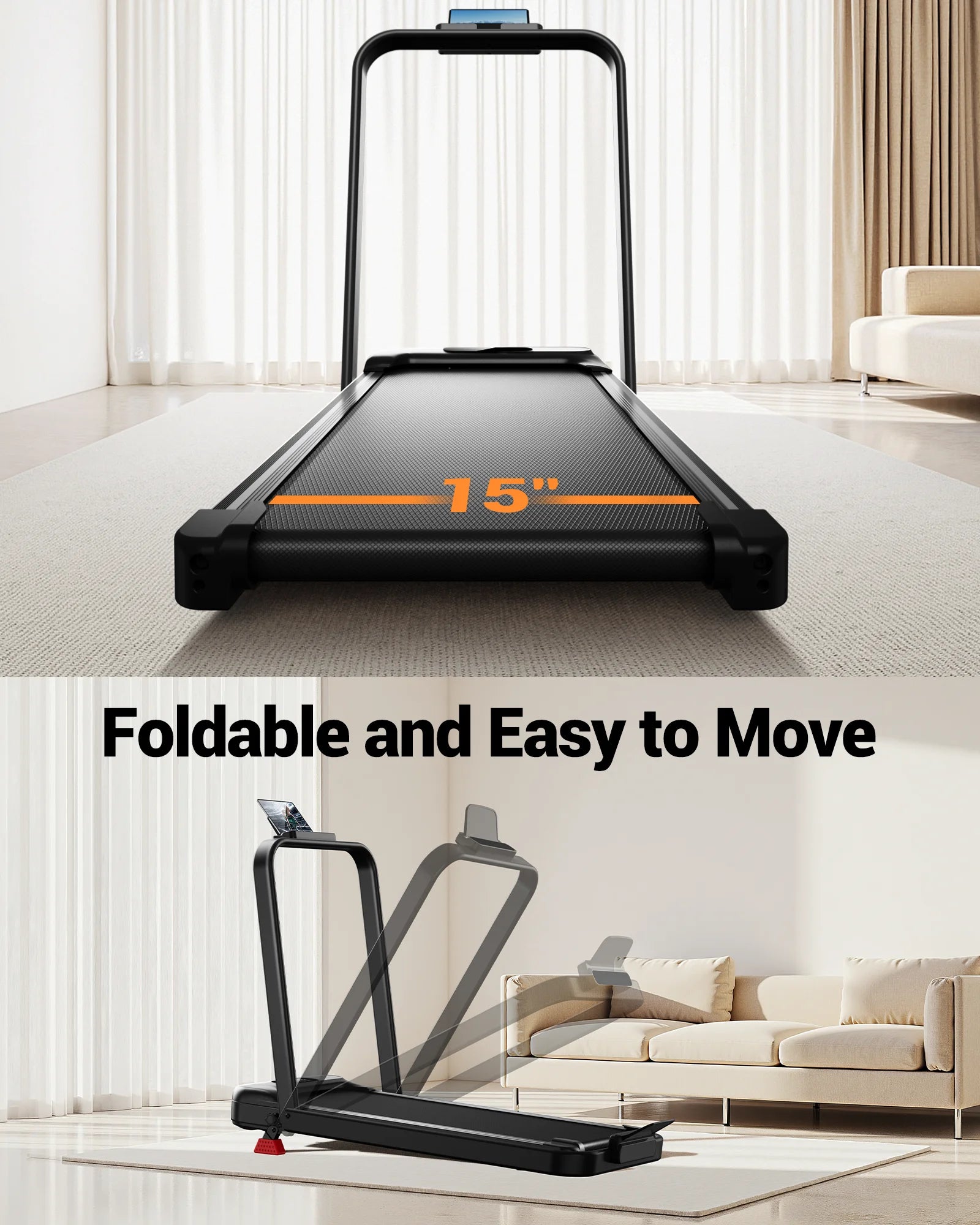 Tapis Roulant Pieghevole Elettrico con Motore da 2,5 HP e Inclinazione Regolabile per Allenamenti Efficaci in Spazi Ridotti 3