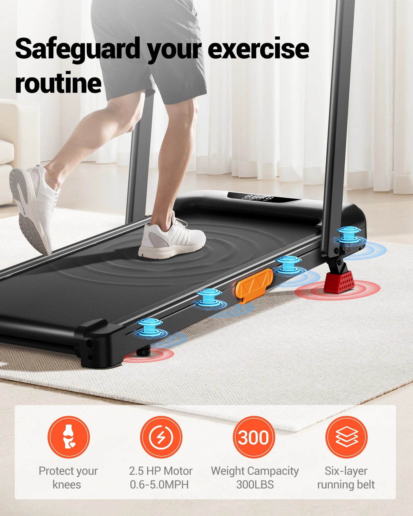 Tapis Roulant Pieghevole Elettrico con Motore da 2,5 HP e Inclinazione Regolabile per Allenamenti Efficaci in Spazi Ridotti 4