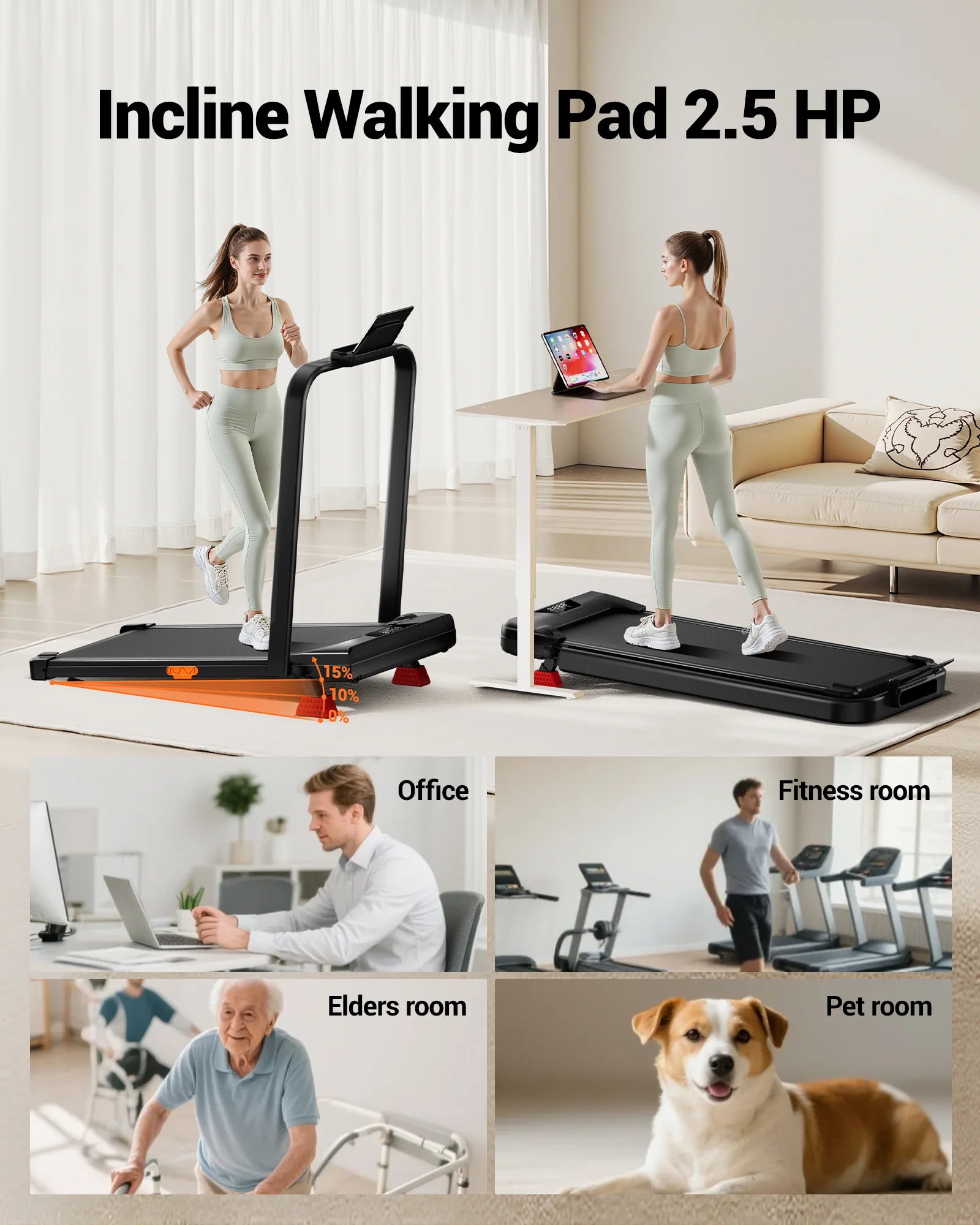 Tapis Roulant Pieghevole Elettrico con Motore da 2,5 HP e Inclinazione Regolabile per Allenamenti Efficaci in Spazi Ridotti 5