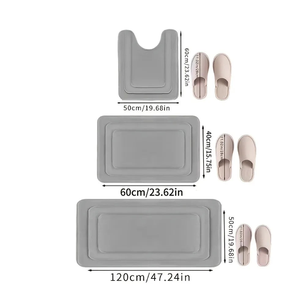 Tappetini da Bagno Antiscivolo in Memory Foam con Superficie Assorbente | Set di 3 Pezzi per Comfort e Sicurezza 5