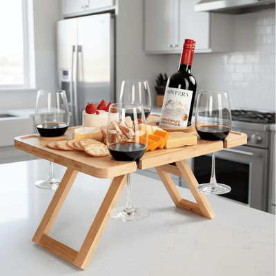 Table de pique-nique pliante avec porte-gobelets | Design élégant pour les repas en plein air