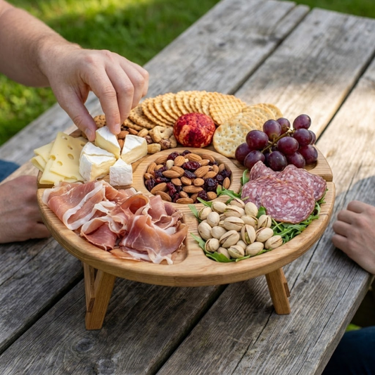 Tavolo Picnic Pieghevole in Legno con Design Elegante | Compatto e Portatile per Pranzi all'Aperto