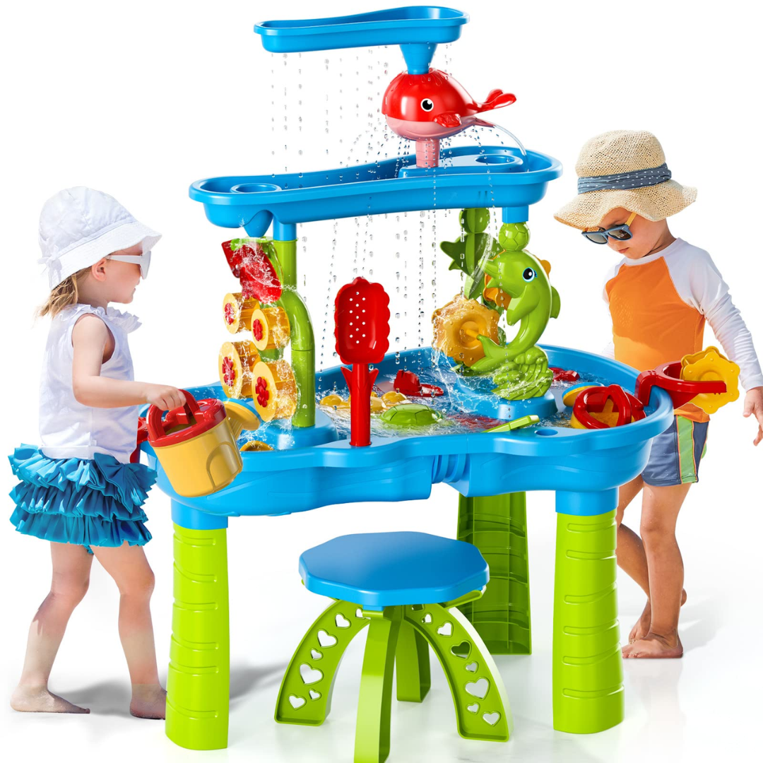 Tavolo da Gioco per Bambini con Sabbia e Acqua a 3 Livelli | Gioco Creativo per Divertimento all'Aperto 0