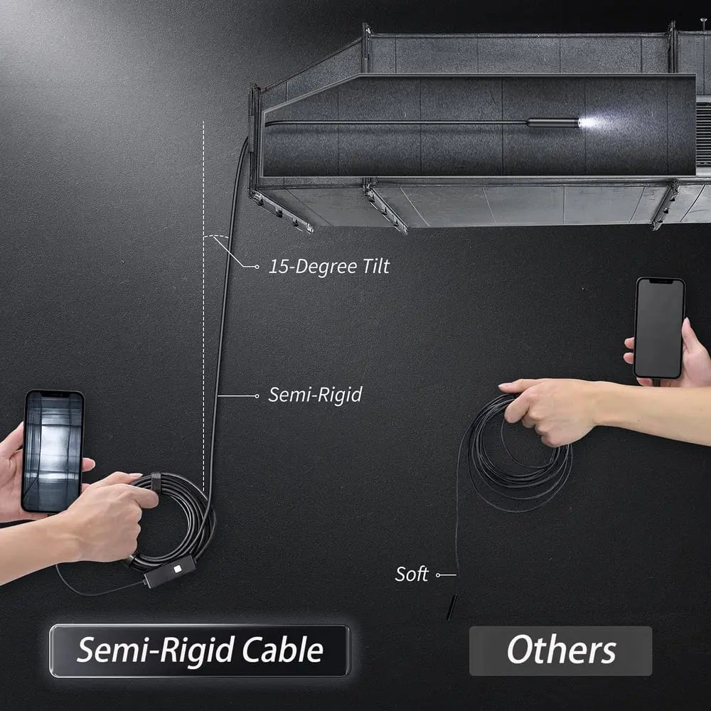 Telecamera Endoscopica HD con Cavo da 5 m e Illuminazione LED | Sonda con Telecamera per Ispezioni Facili in Spazi Difficili