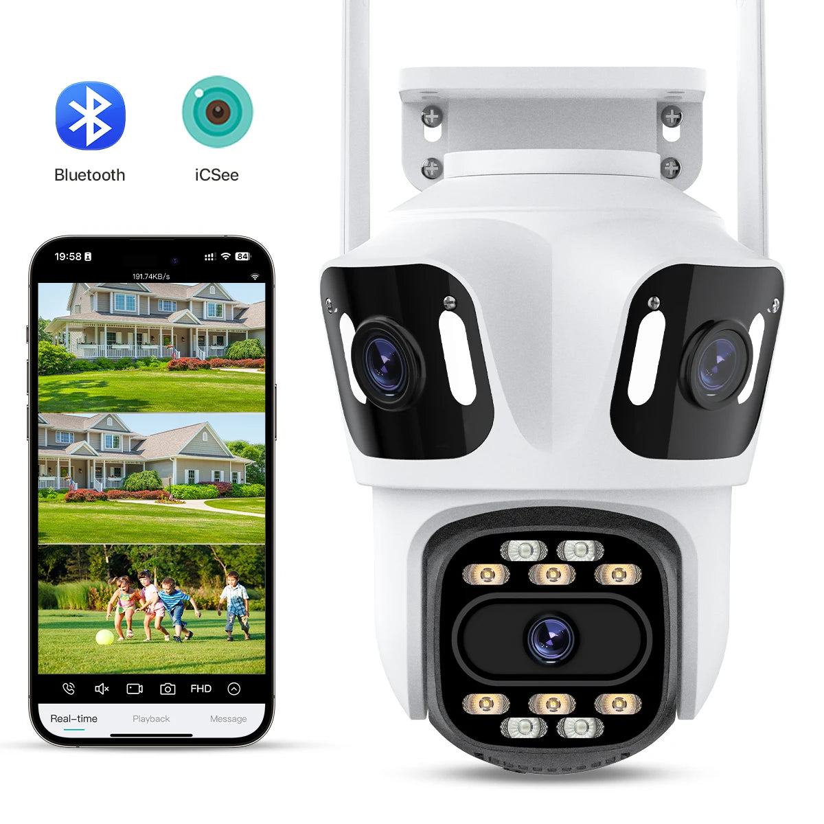 Telecamera di Sicurezza WiFi HD PTZ con Tracciamento Automatico e Visione Notturna per Videosorveglianza Efficace Esterno 0