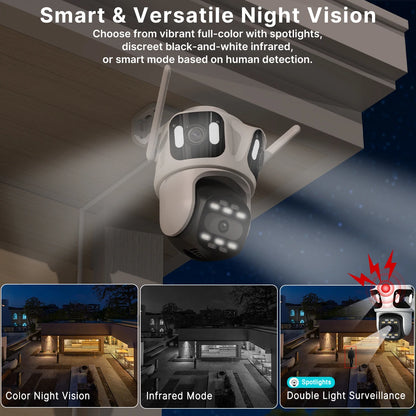 Telecamera di Sicurezza WiFi HD PTZ con Tracciamento Automatico e Visione Notturna per Videosorveglianza Efficace Esterno 3