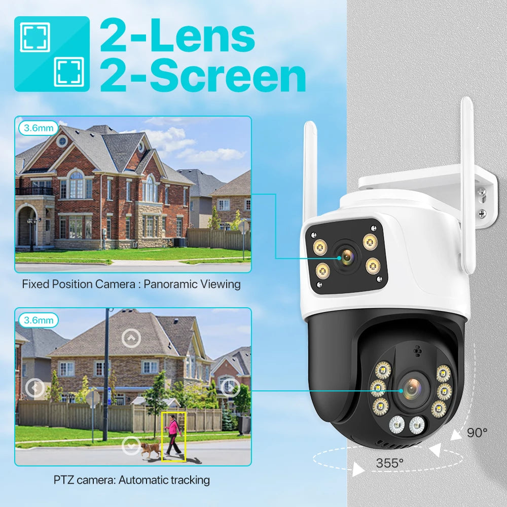 Telecamera di Sicurezza WiFi HD PTZ con Tracciamento Automatico e Visione Notturna per Videosorveglianza Efficace Esterno 4