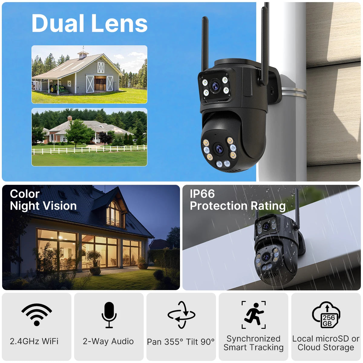 Telecamera di Sicurezza | Telecamera Videosorveglianza Esterno 8MP con Tracciamento Automatico | Visione Notturna per Protezione Casa 1