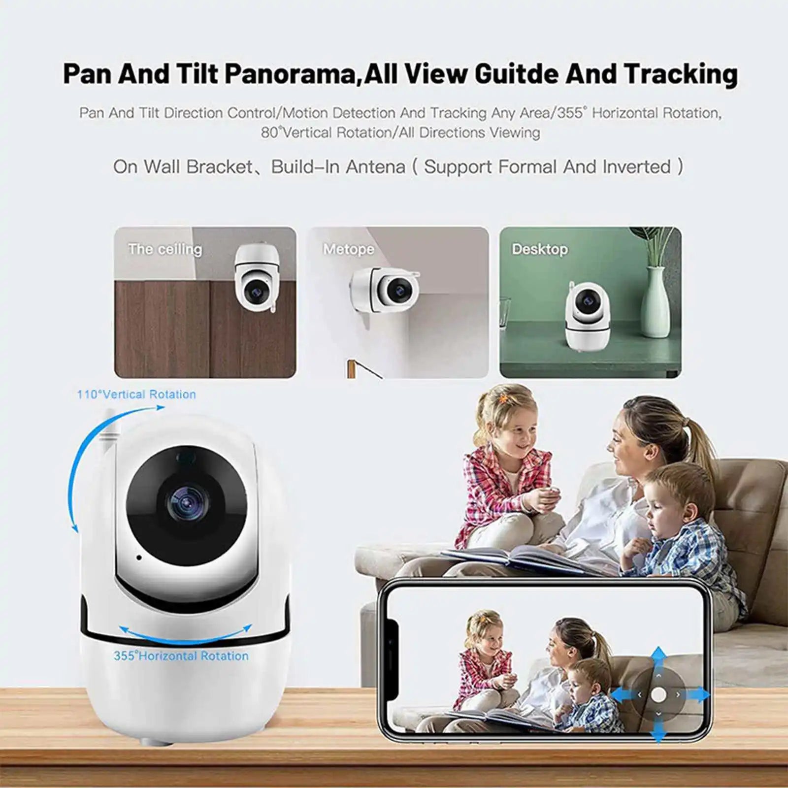 Telecamera di Sorveglianza Wi-Fi 360° HD con Visione Notturna e Audio Bidirezionale per Sicurezza Totale 4