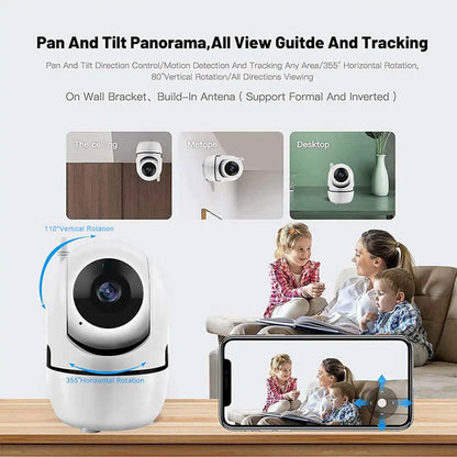 Telecamera di Sorveglianza Wi-Fi 360° HD con Visione Notturna e Audio Bidirezionale per Sicurezza Totale 4