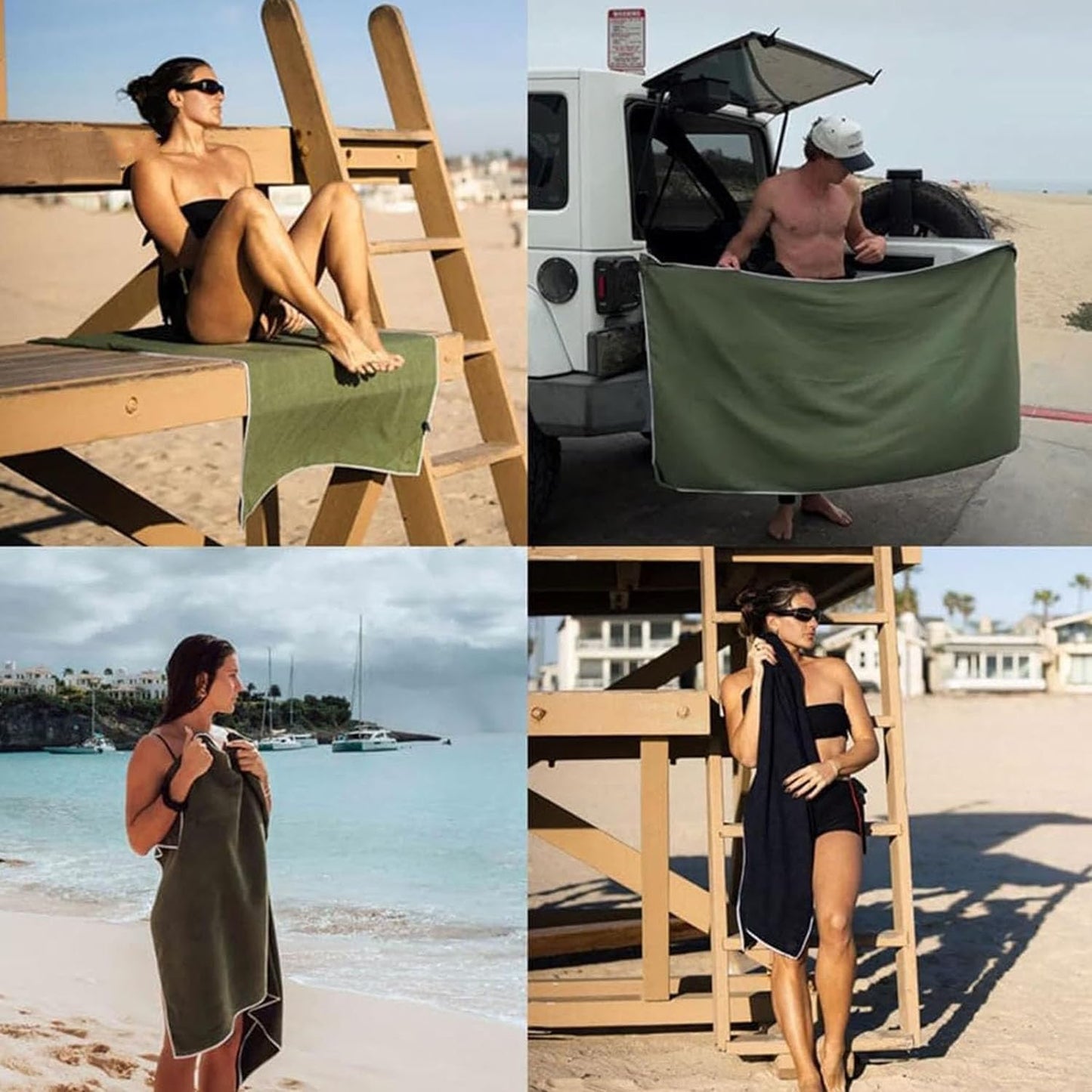 Large Microfiber Beach Towel with Magnetic Closure - Quick Dry and Sand-Resistant Design for Beach Comfort
