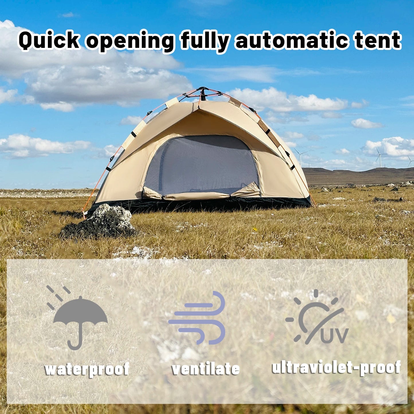 Beach Tent | Automatic Rainproof Tent for 4 People with Quick Setup | Sun Protection and Easy to Carry