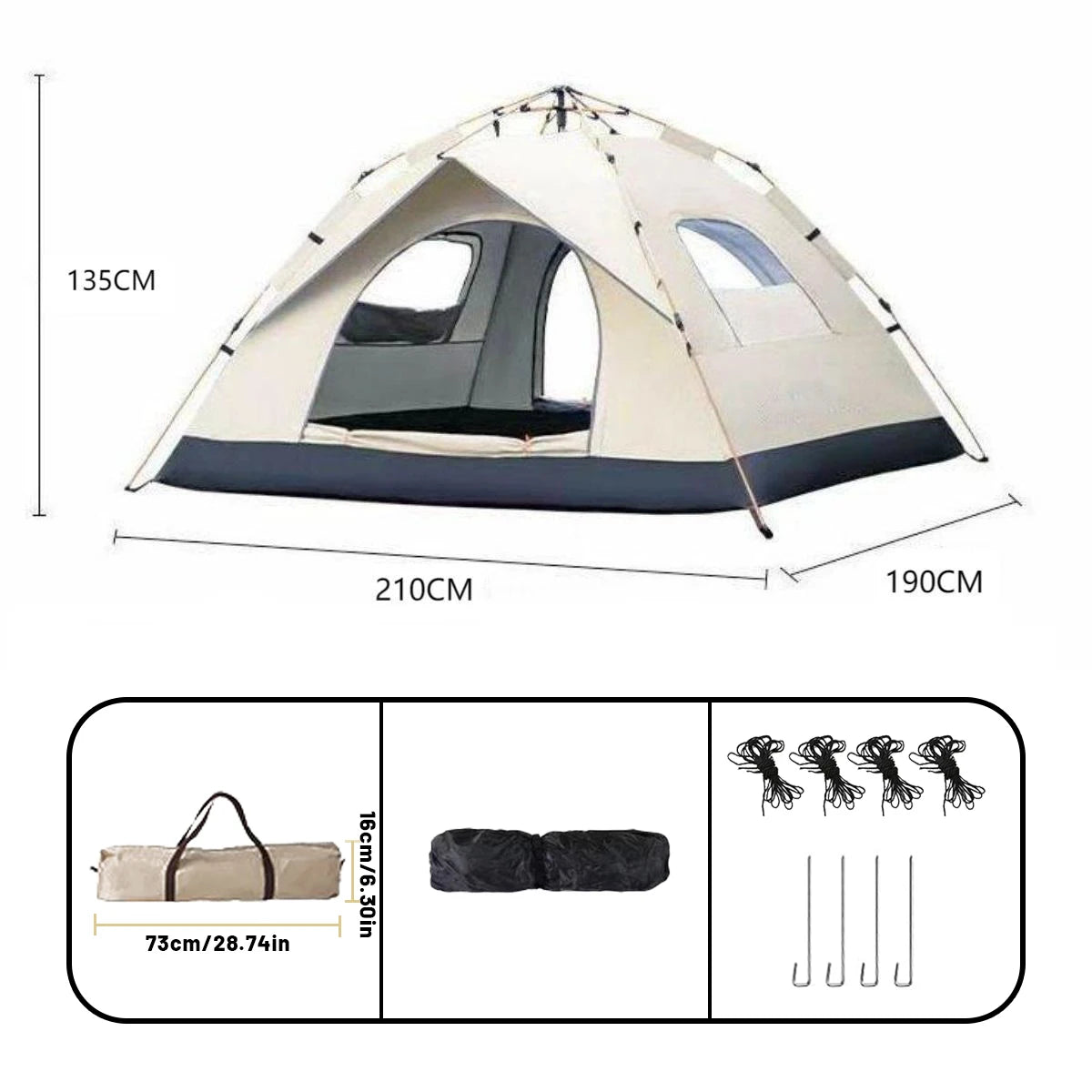 Beach Tent | Automatic Rainproof Tent for 4 People with Quick Setup | Sun Protection and Easy to Carry