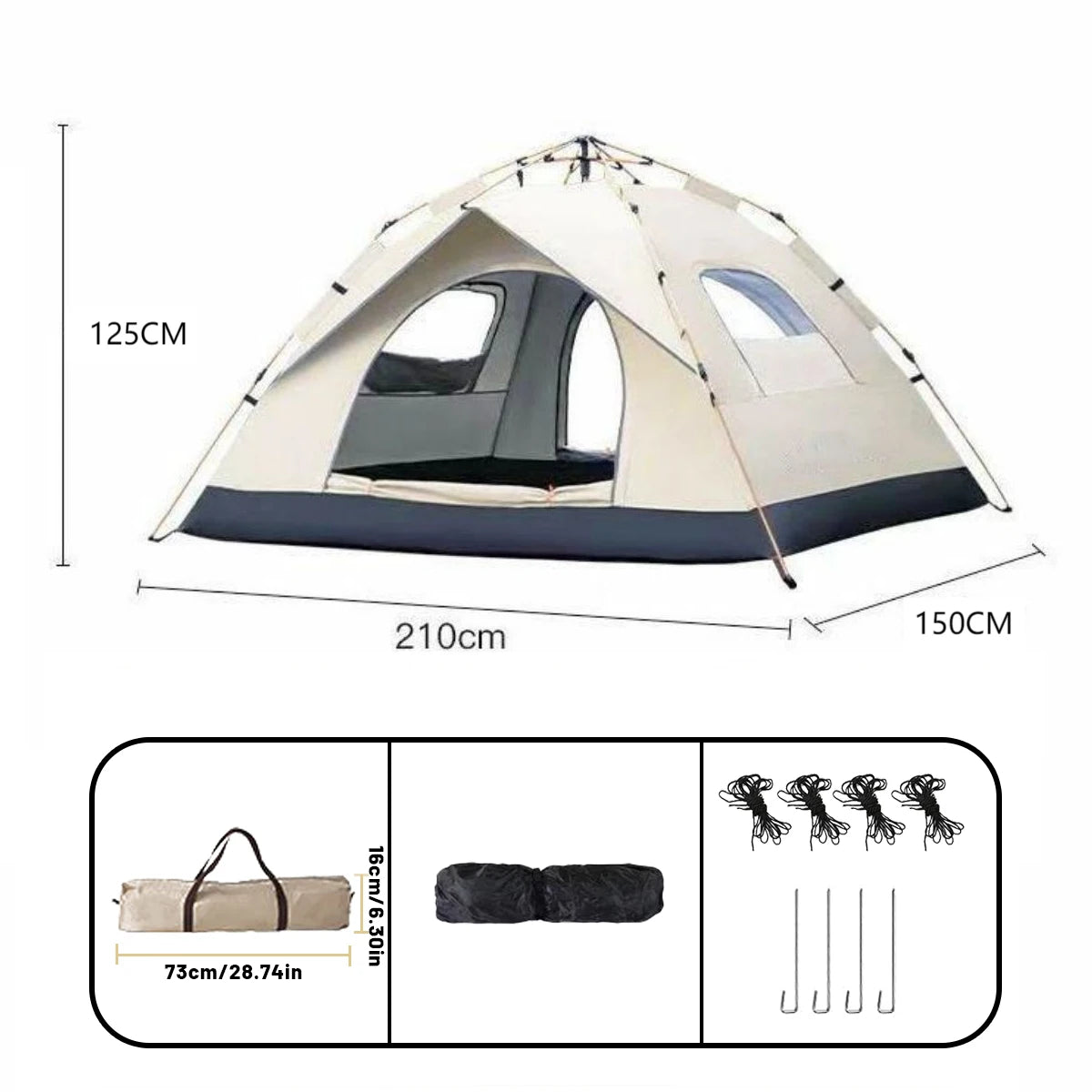 Beach Tent | Automatic Rainproof Tent for 4 People with Quick Setup | Sun Protection and Easy to Carry