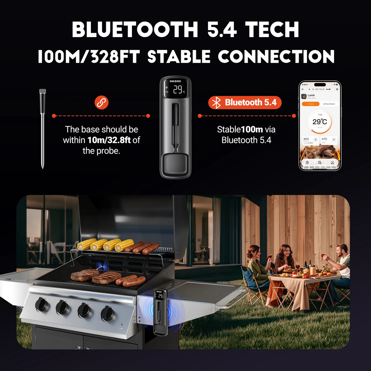 Termometro per Carne Wireless con Doppio Sensore e Bluetooth 5.4 | Precisione e Libertà per Cottura Perfetta 5