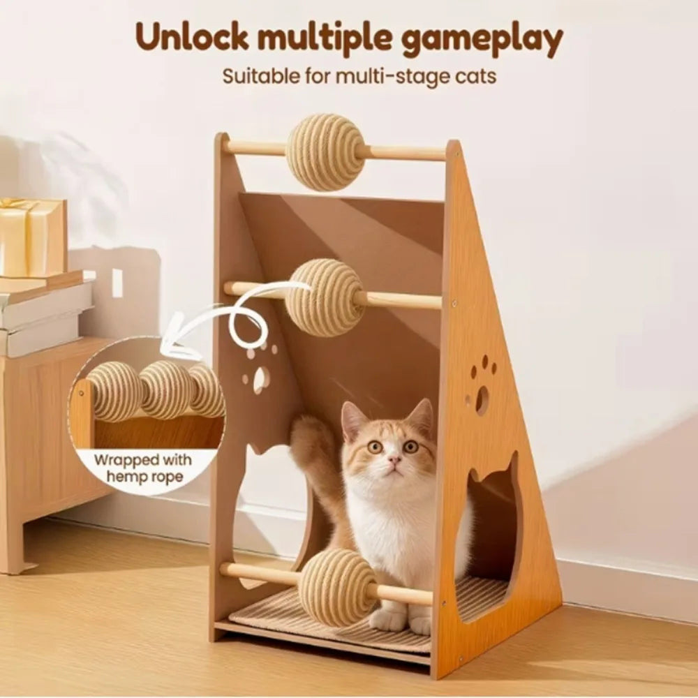 Tiragraffi Gatti Verticale con Palline Interattive | Design Salvaspazio per Salute e Divertimento 3
