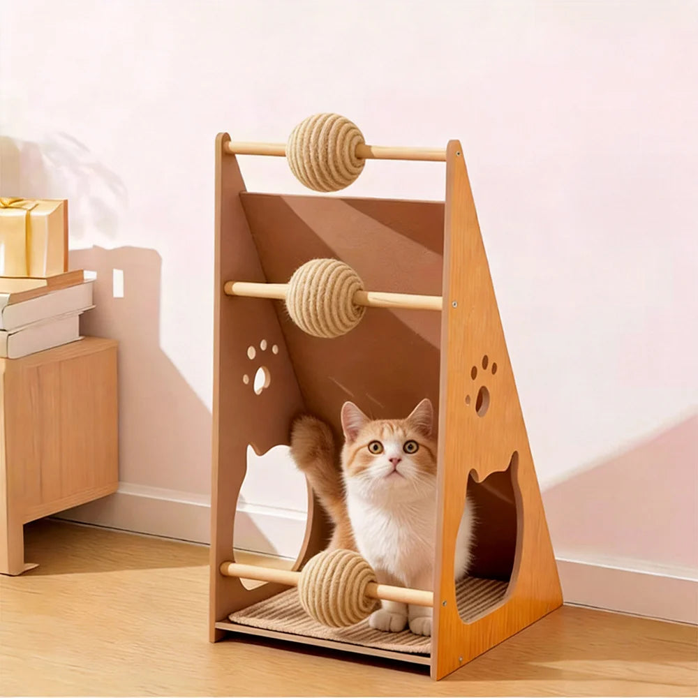 Tiragraffi Gatti Verticale con Palline Interattive | Design Salvaspazio per Salute e Divertimento 7