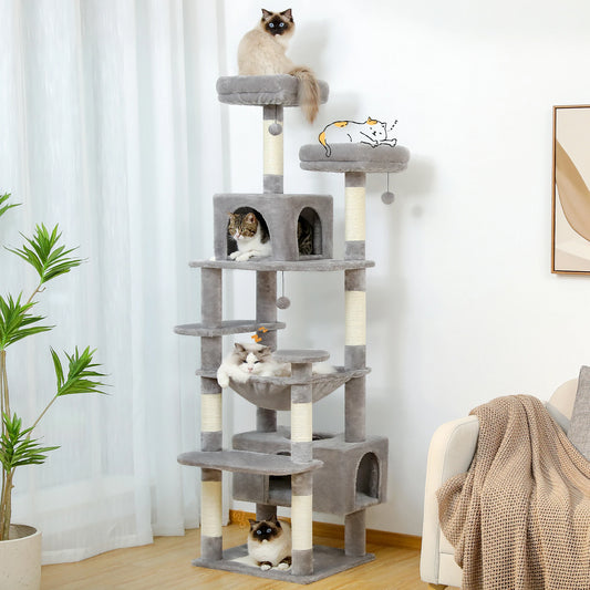Torre per Gatti | Tiragraffi per Gatti Grandi con Amaca Spaziosa | Struttura a 8 Livelli per Gioco e Riposo Sicuro 0