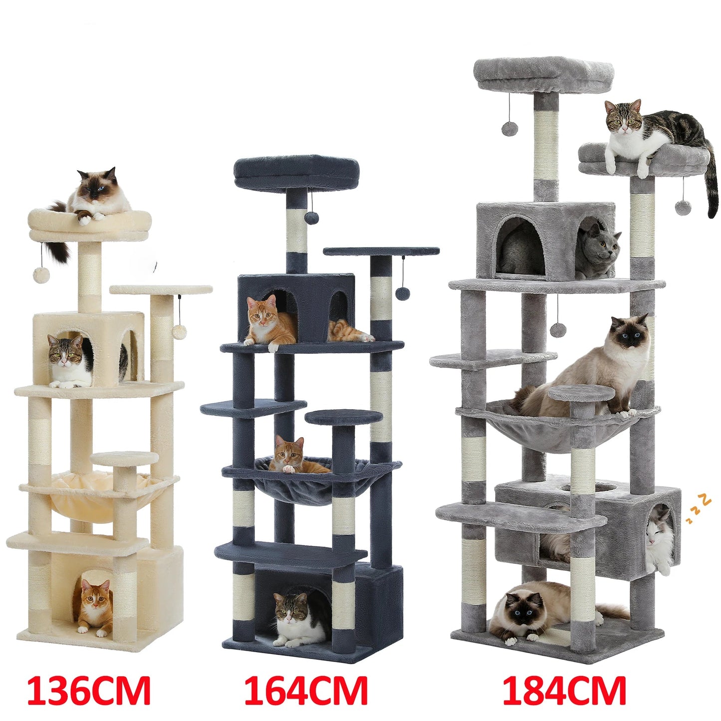 Torre per Gatti | Tiragraffi per Gatti Grandi con Amaca Spaziosa | Struttura a 8 Livelli per Gioco e Riposo Sicuro 5