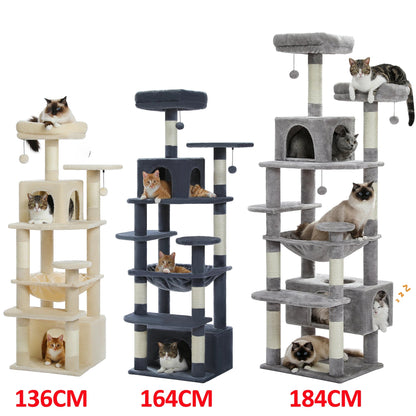 Torre per Gatti | Tiragraffi per Gatti Grandi con Amaca Spaziosa | Struttura a 8 Livelli per Gioco e Riposo Sicuro 5