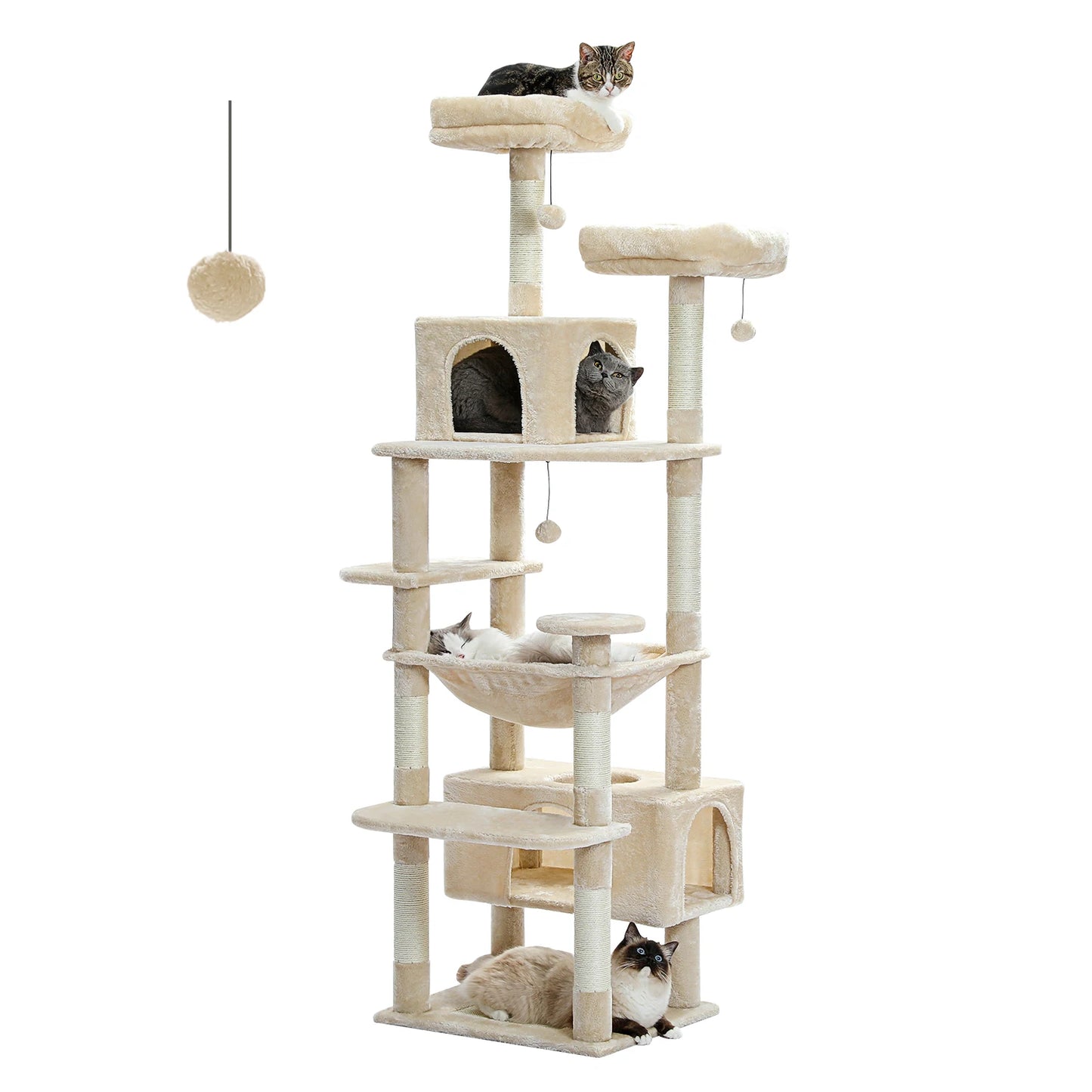 Torre per Gatti | Tiragraffi per Gatti Grandi con Amaca Spaziosa | Struttura a 8 Livelli per Gioco e Riposo Sicuro 9