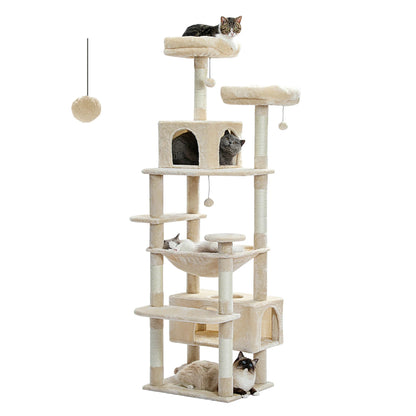 Torre per Gatti | Tiragraffi per Gatti Grandi con Amaca Spaziosa | Struttura a 8 Livelli per Gioco e Riposo Sicuro 9