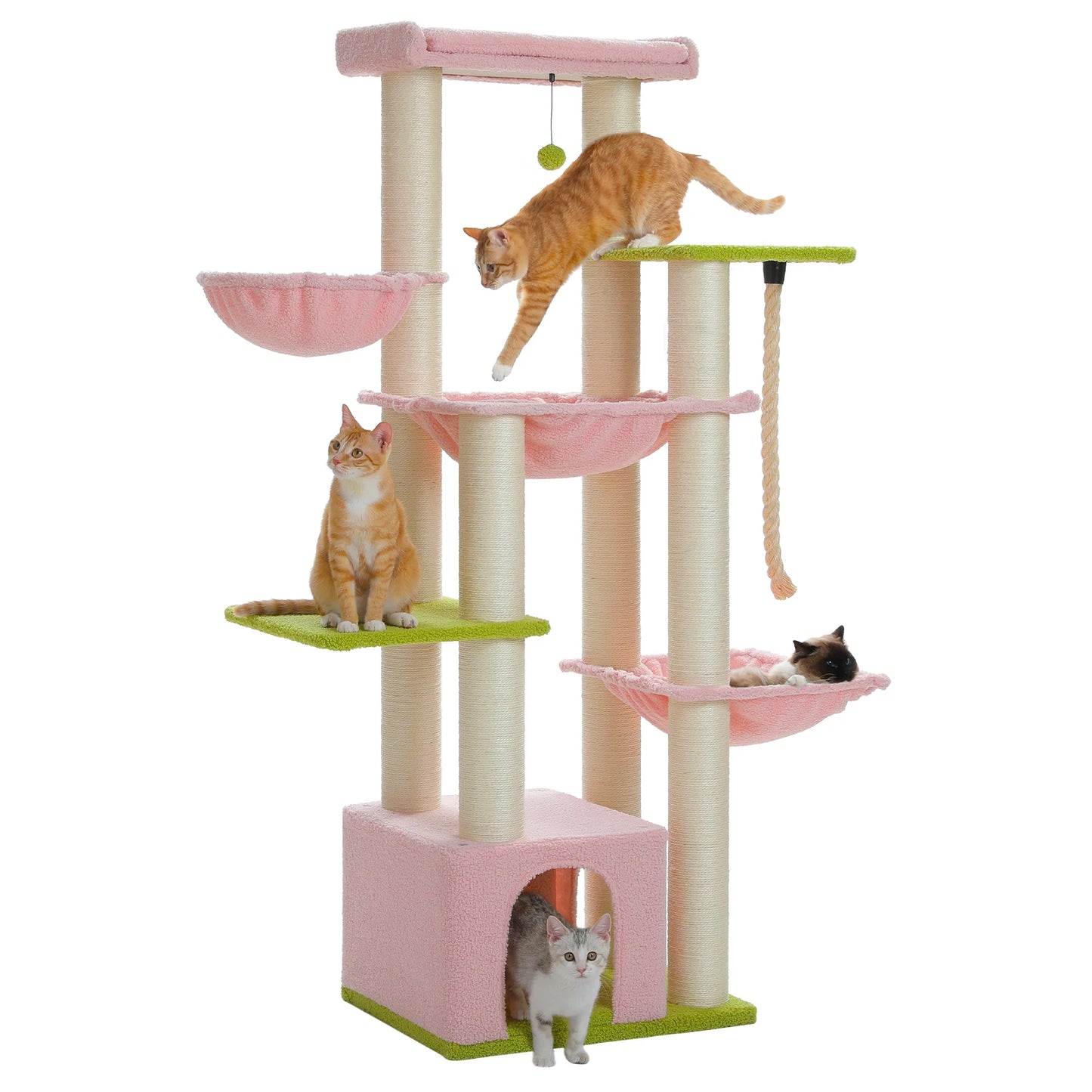Torre per Gatti di Lusso | Tiragraffi Robusto con 11 Pali in Sisal | Spazio di Gioco e Riposo per Gatti di Grandi Dimensioni 6