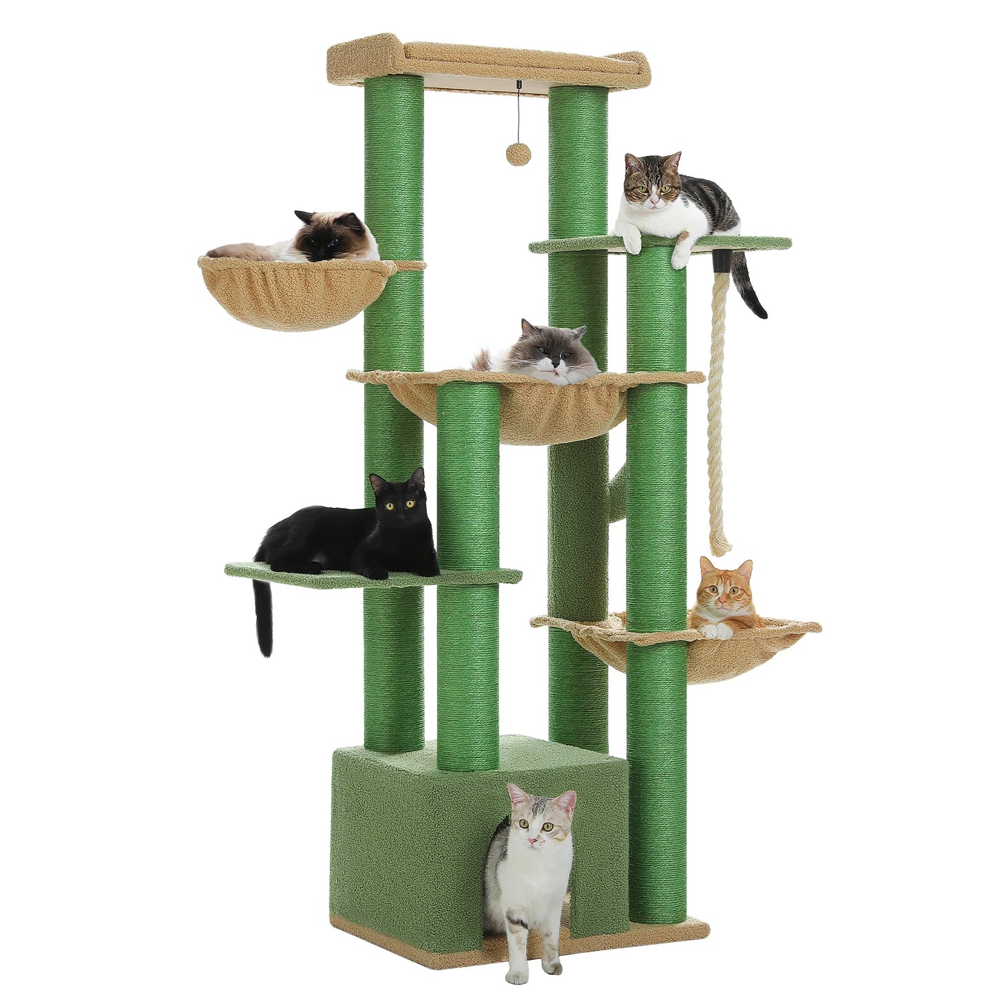 Torre per Gatti di Lusso | Tiragraffi Robusto con 11 Pali in Sisal | Spazio di Gioco e Riposo per Gatti di Grandi Dimensioni 8