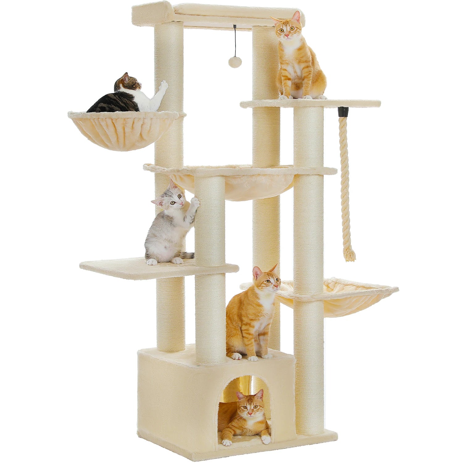 Torre per Gatti di Lusso | Tiragraffi Robusto con 11 Pali in Sisal | Spazio di Gioco e Riposo per Gatti di Grandi Dimensioni 9